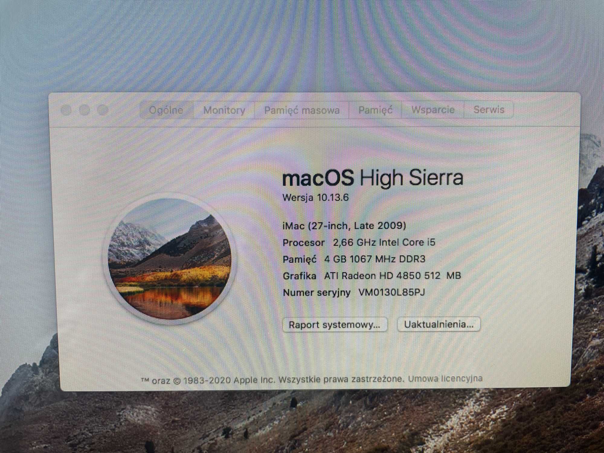 iMac 27 cali i5 4GB 256 SSD 2009