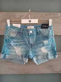 Forever 21 niebieskie jeansowe krótkie spodenki szorty przetarcia S