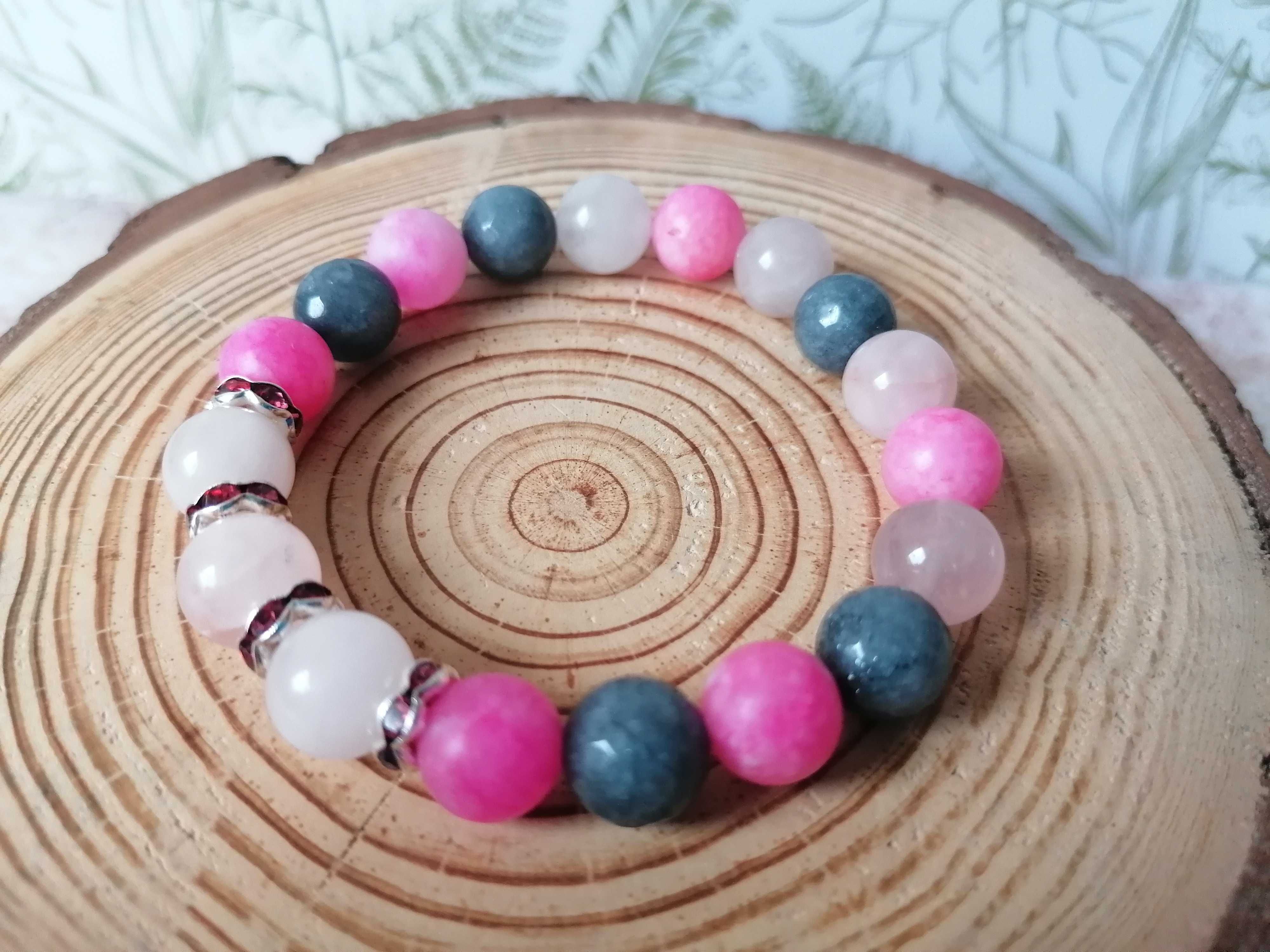 Handmade Bransoletka kamienie naturalne JADEIT_KWARC