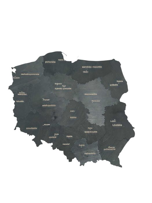 Mapa Polski 75cm grawer województw i miast wojewódzkich, wybór kolorów