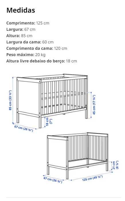 Berço SUNDVIK com colchão