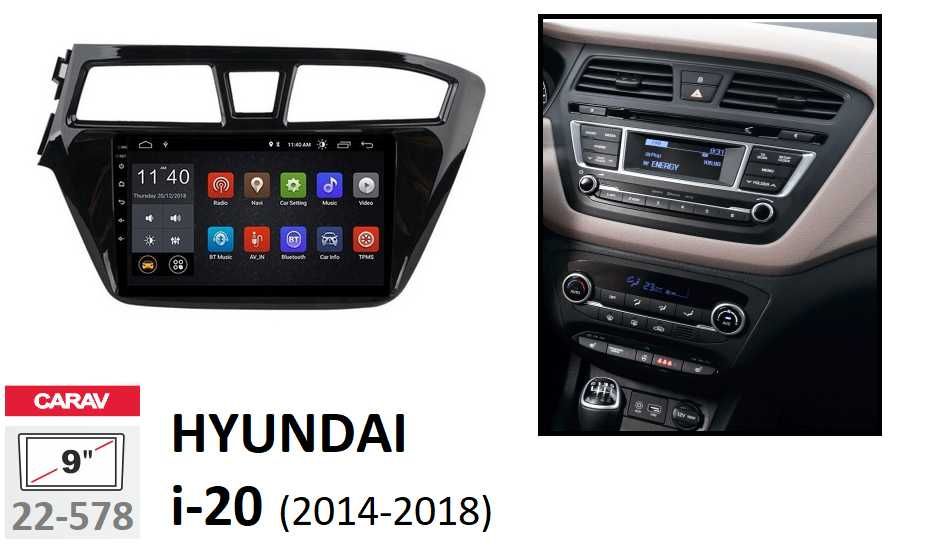 (NOVO) Rádio 2DIN • HYUNDAI i-20 • (2009 a 2018) • Android i20 4+32GB