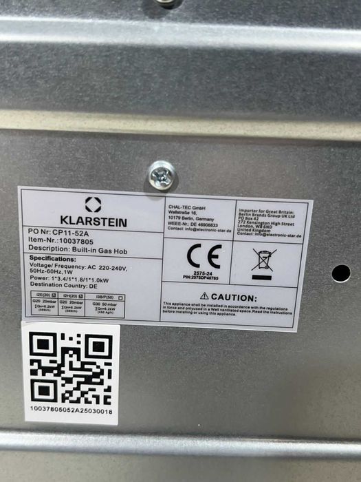 Газова варильна поверхня Klarstein Goldflame 3