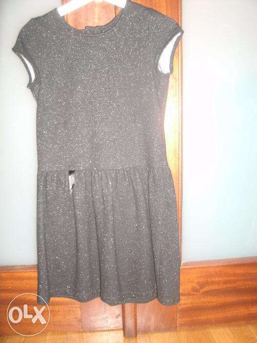 Vestido preto de malha com brilho - 8 anos