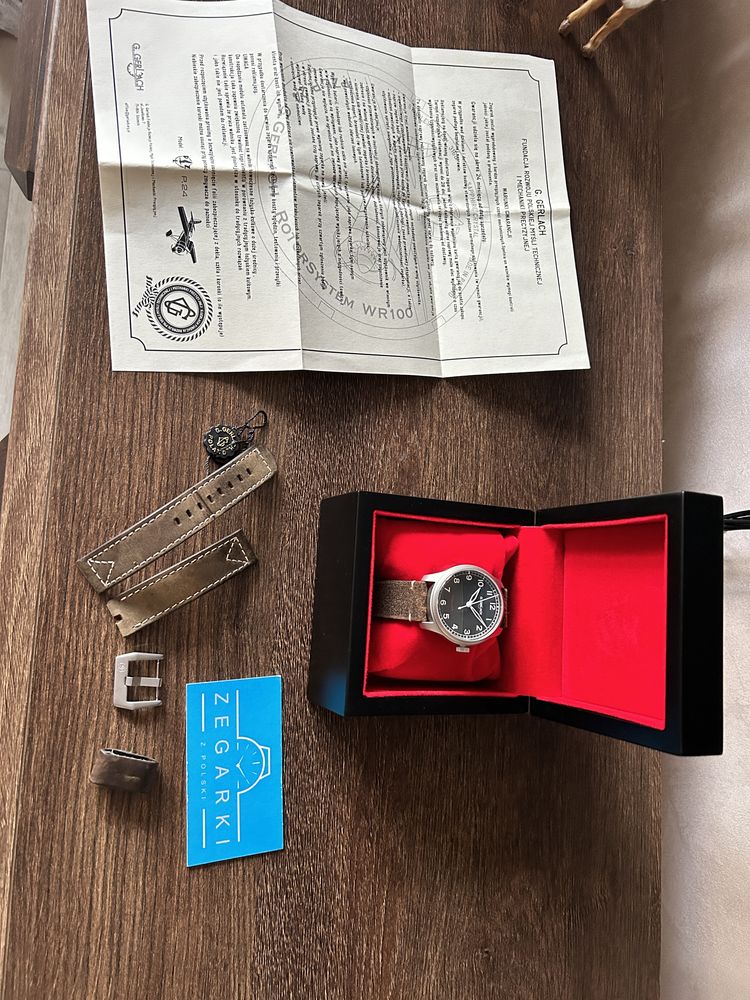 G.Gerlach P.24 Automat SeaGull, szafir, gwarancja, zegarek Pilot