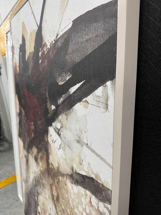 Quadro Interdesign 70x140cm Moldura Madeira Lacada Bege