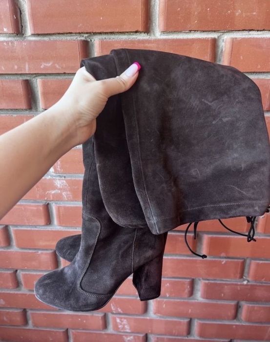 Ботфорды замш коричневые Nushina