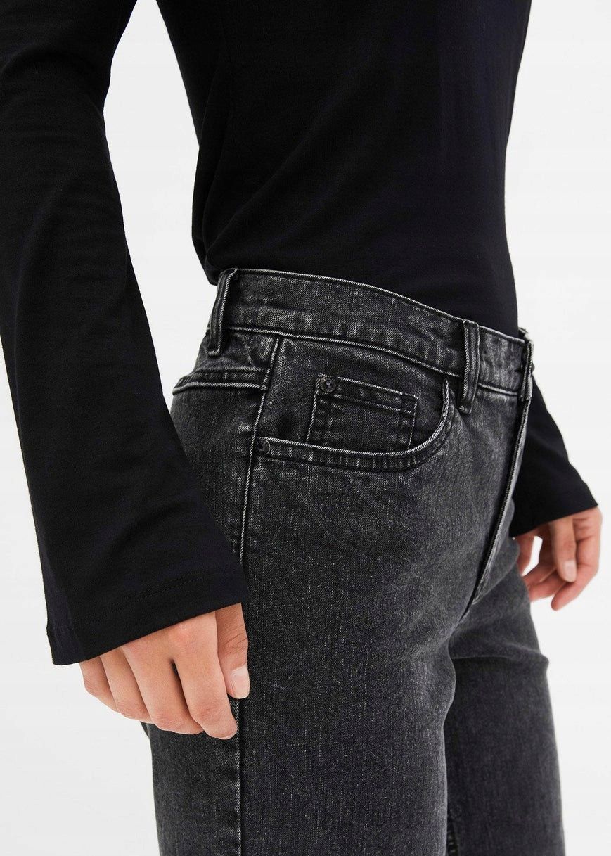 B.P.C jeansy 7/8 czarne szerokie ^46