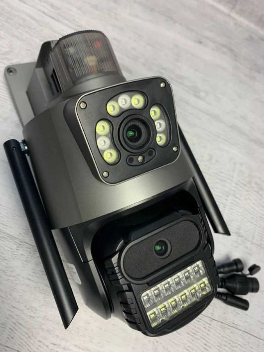 Вулична поворотна Wi-Fi камера Dual Lens 6MP із сиреною уличная камера