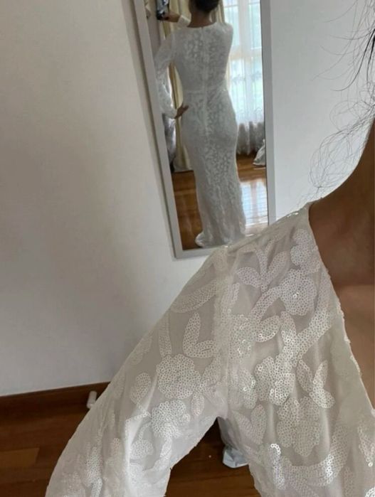 Okazja!!!Slubna sukienka lsniaca