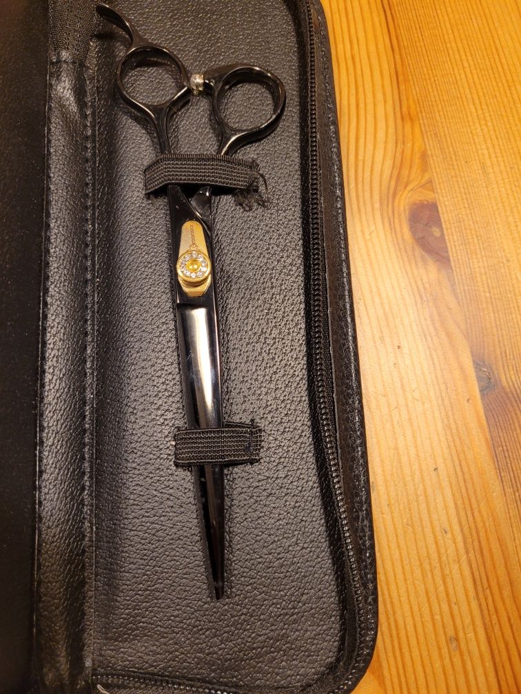 Groomstar - profesjonalne nożyczki proste, model Black Satin, 7"