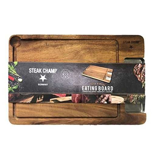 SteakChamp Tábua de cortar/servir 24x27cm com duas molheiras * NOVO *