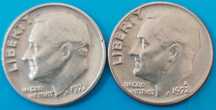 2 Moedas de ONE DIME de 1972 e 1972*D USA