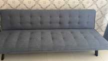 sofa cama cinza de tecido 2 lugares