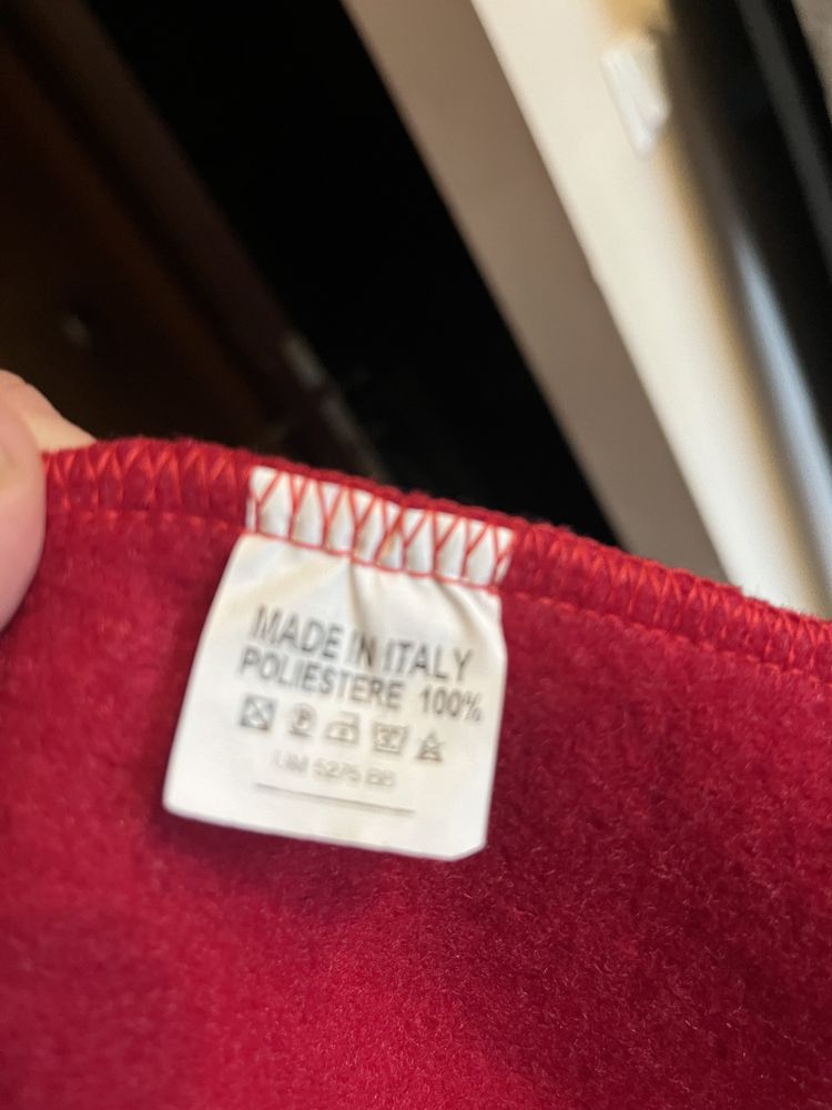 Czerwony, włoski sweter, narzutka z kapturem Oversize