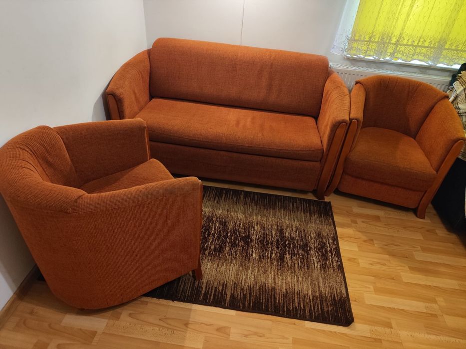 Kanapa z funkcją spania+2 fotele , komplet wypoczynkowy