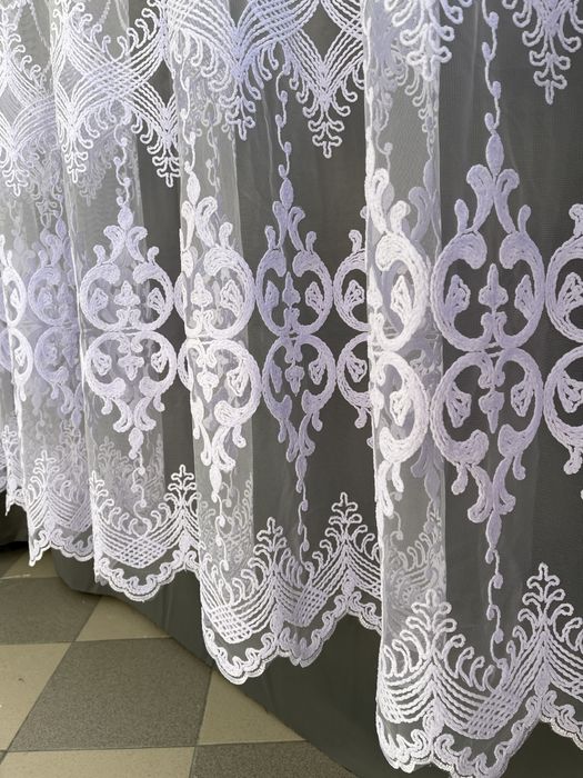 Тюль Фатін з вишивкою шиніль