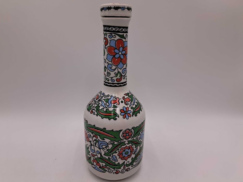 Butelka porcelanowa na metaxę karafka z korkiem kwiaty liście
