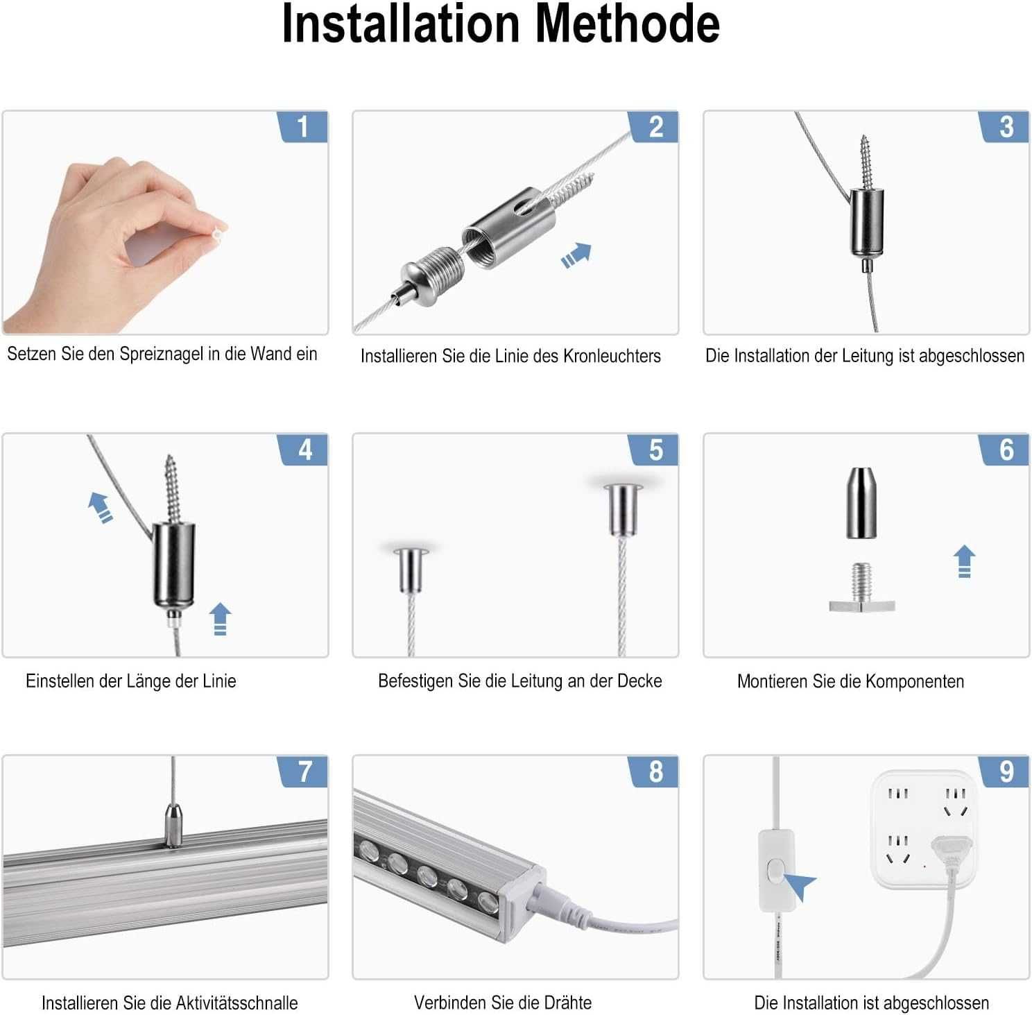 Lampy warsztatowe LED wiszące do garażu lub salonu zestaw 2 sztuk