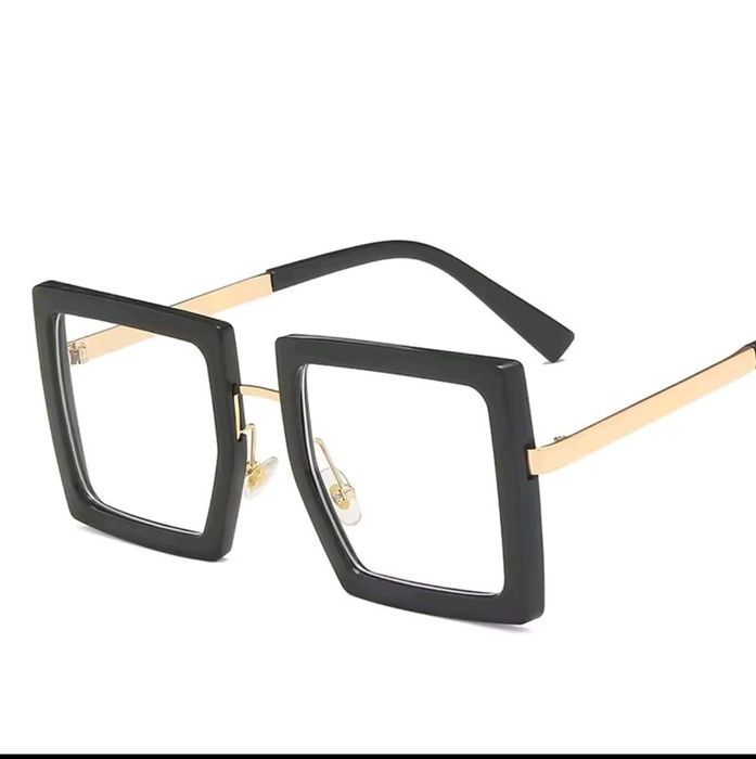 Nowe Duże Kwadratowe Okulary Dekoracyjne Retro Design Unisex