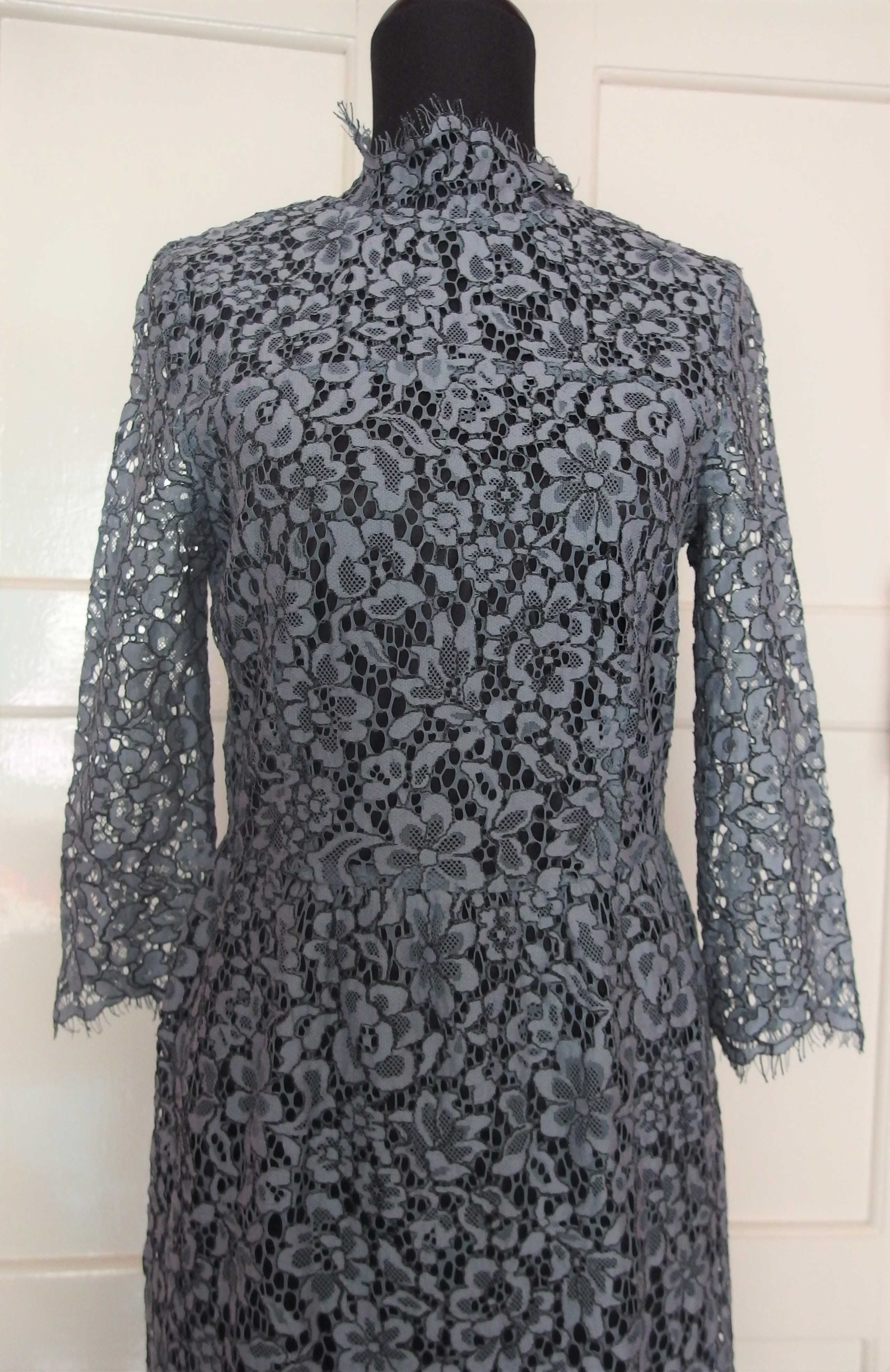 Koronkowa szara sukienka duńskiej marki SOAKED in luxury