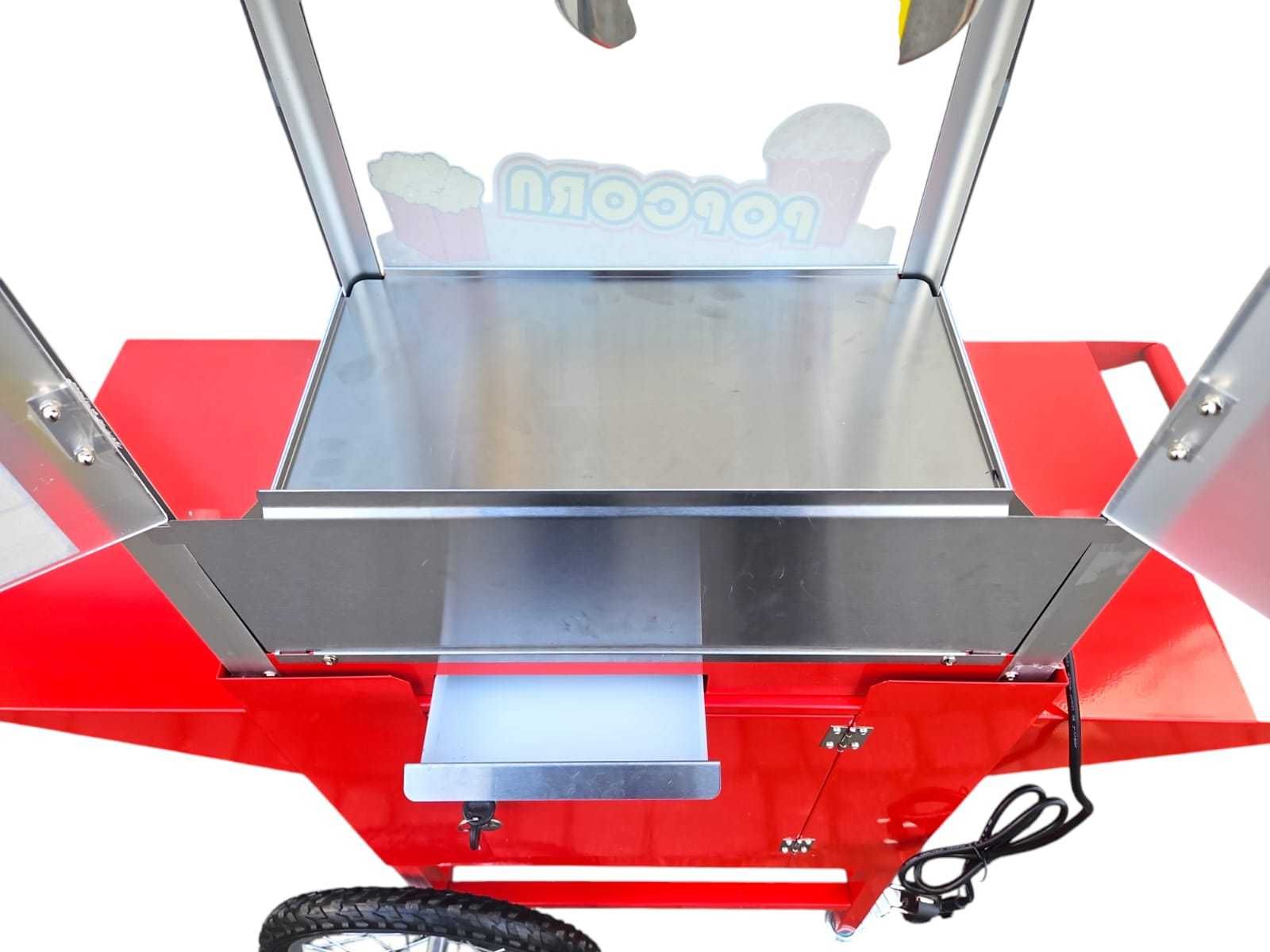 Wydajna Maszyna do popcornu 1400W + Wózek szybka wydajna porcja oświet