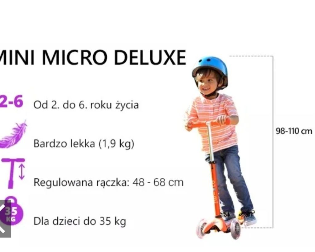 Hulajnoga MINI DELUXE LED żółta firmy Micro