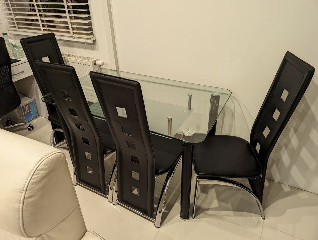 Stół szklany + 4 krzesła