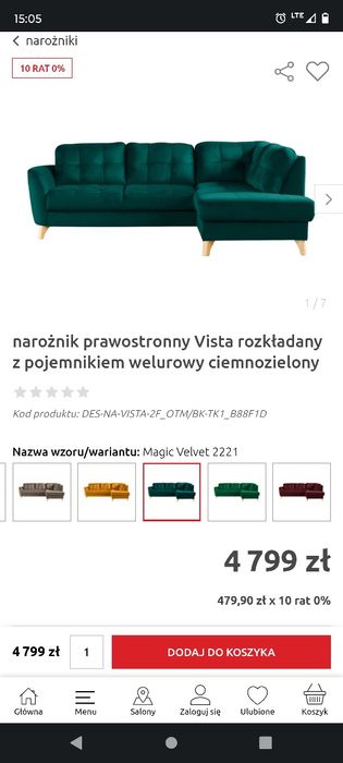 Narożnik Vista BRW  des meble od ręki.