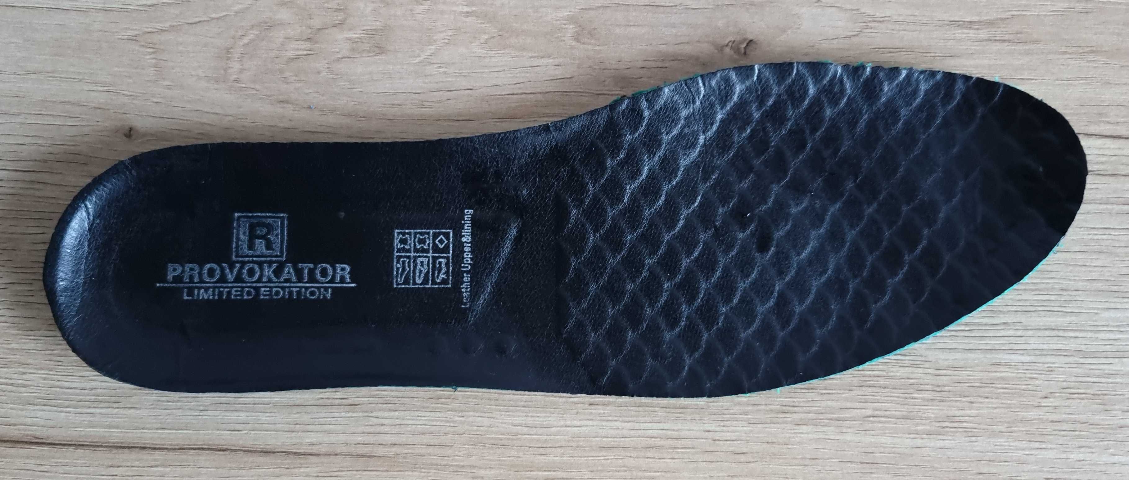 Męskie plecione skórzane szerokie wsuwane trampki tenisówki PROVOKATOR