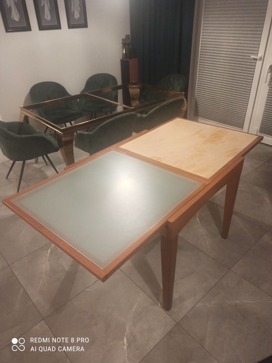 Stół rozkładany 90/90 180/90 + 4 krzesła