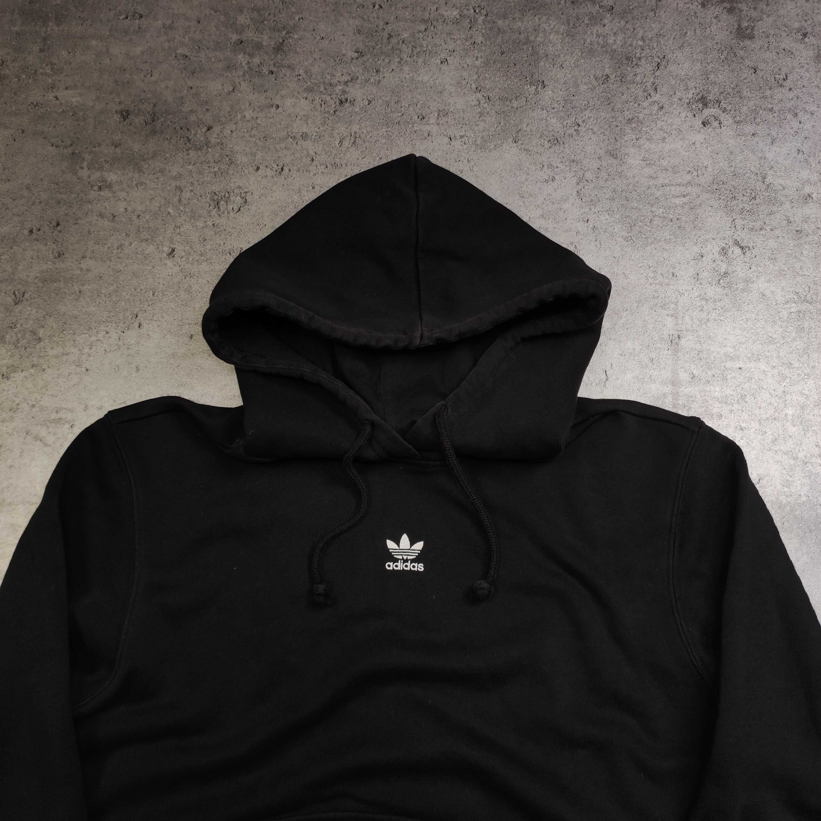 MĘSKA Bluza z Kapturem Hoodie Czarna Małe Logo Adidas Bawełna Original