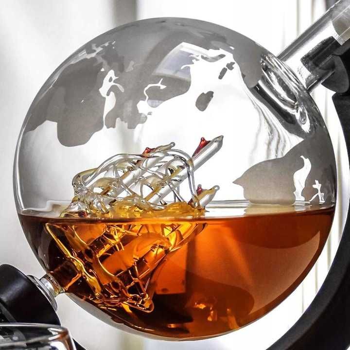 Zestaw do Whisky Karafka na Alkohol GLOBUS Szklanki Prezent dla Faceta