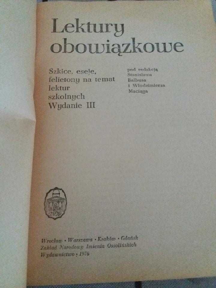 książka Lektury Obowiązkowe Ossolineum 1976