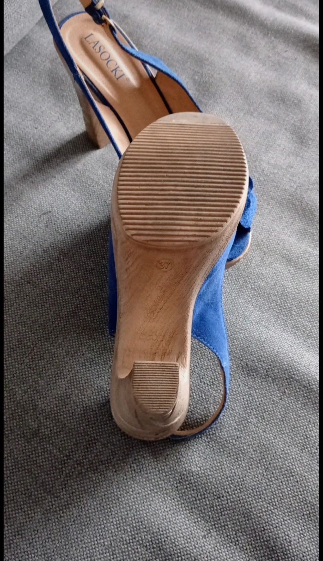 Buty damskie chabrowe na wysokim obcasie