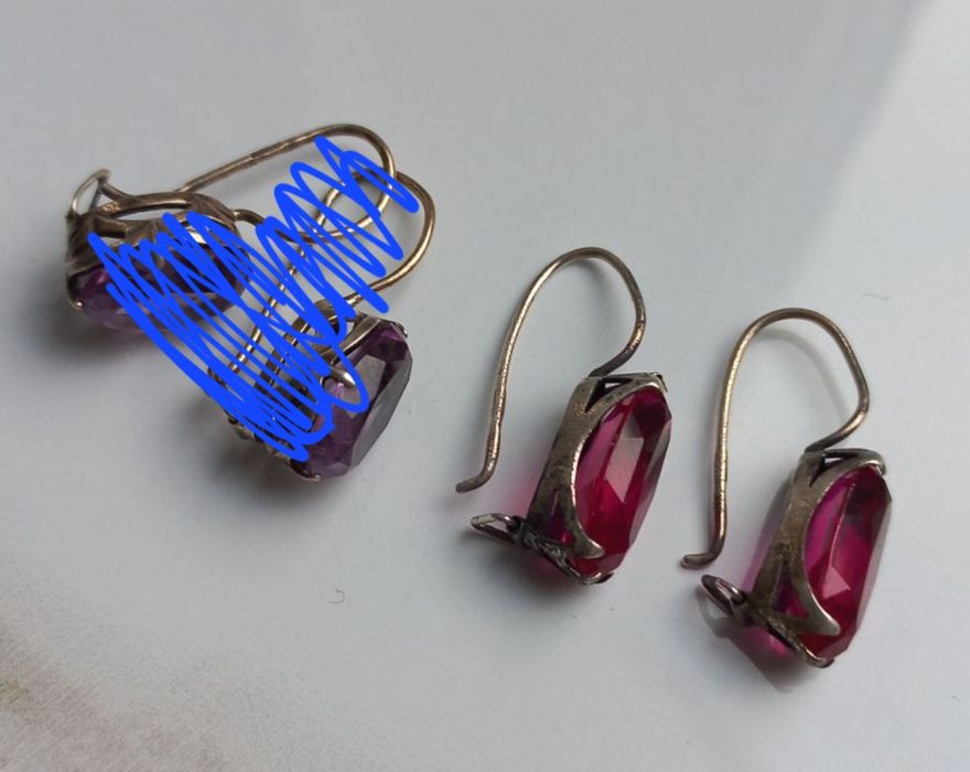 Серьги серебро 875пр звезда