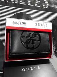 GUESS Oryginalny Męski Czarny Portfel RFID 4G & Pudełko Prezentowe