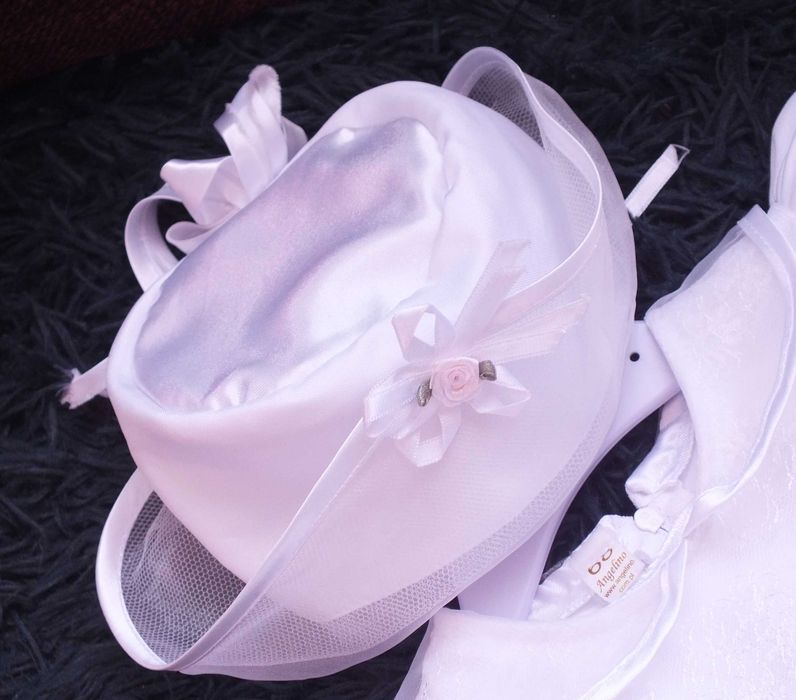 Angelino Sukienka kapelusik Komplet r. 68 do chrztu Chrzest