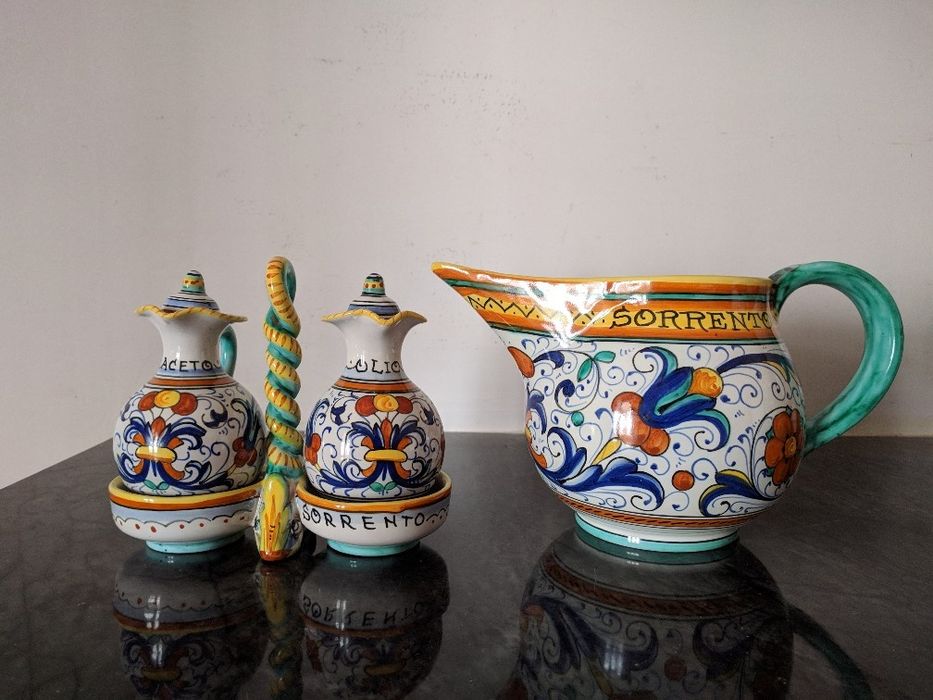 Galheteiro e Molheira - M Deruta (vintage italiano pintado à mão)