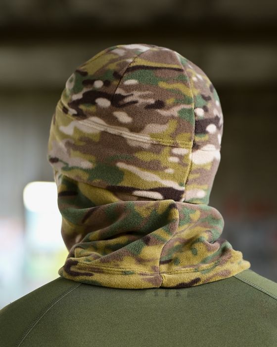 Шапка, бафф, перчатки, комплект 3в1 мультикам. Зимняя одежда на флисе