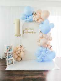 Dekoracje balonowe, ścianka balonowa chrzest, roczek, komunia, ślub 18