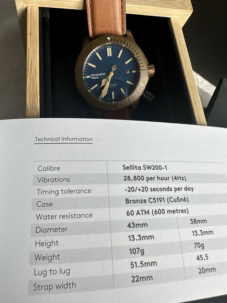 Christopher Ward bronze C60,  43mm b/k