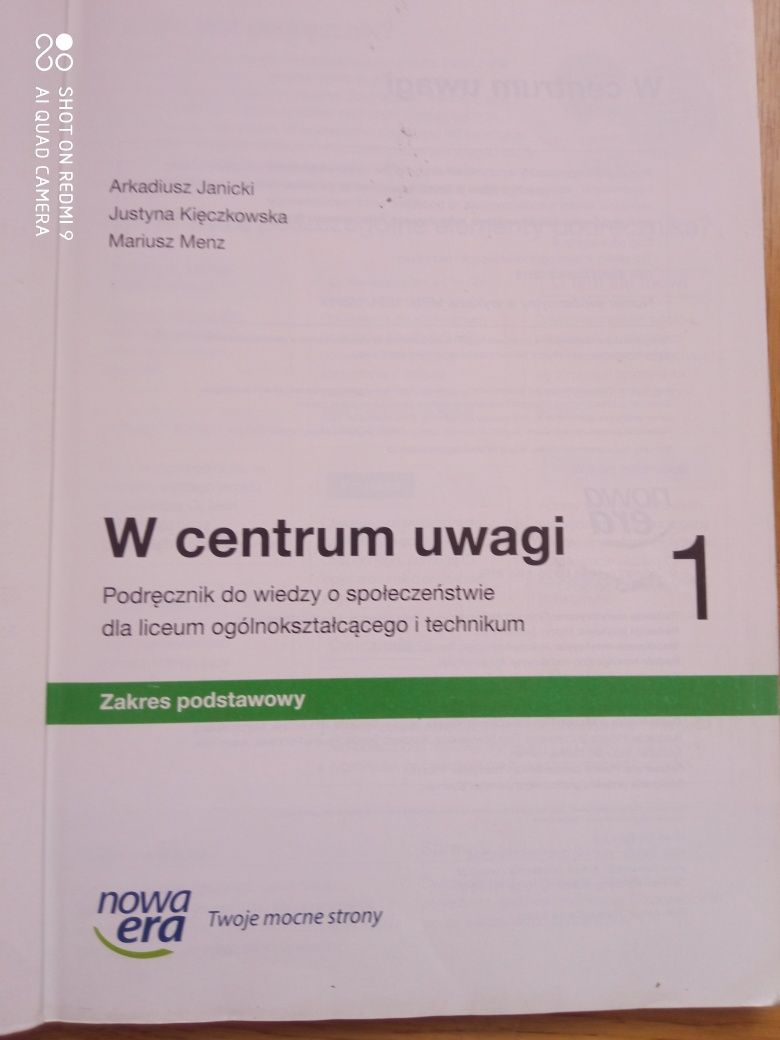 Wiedza o społeczeństwie Podręcznik kl 1 zakres podstawowy