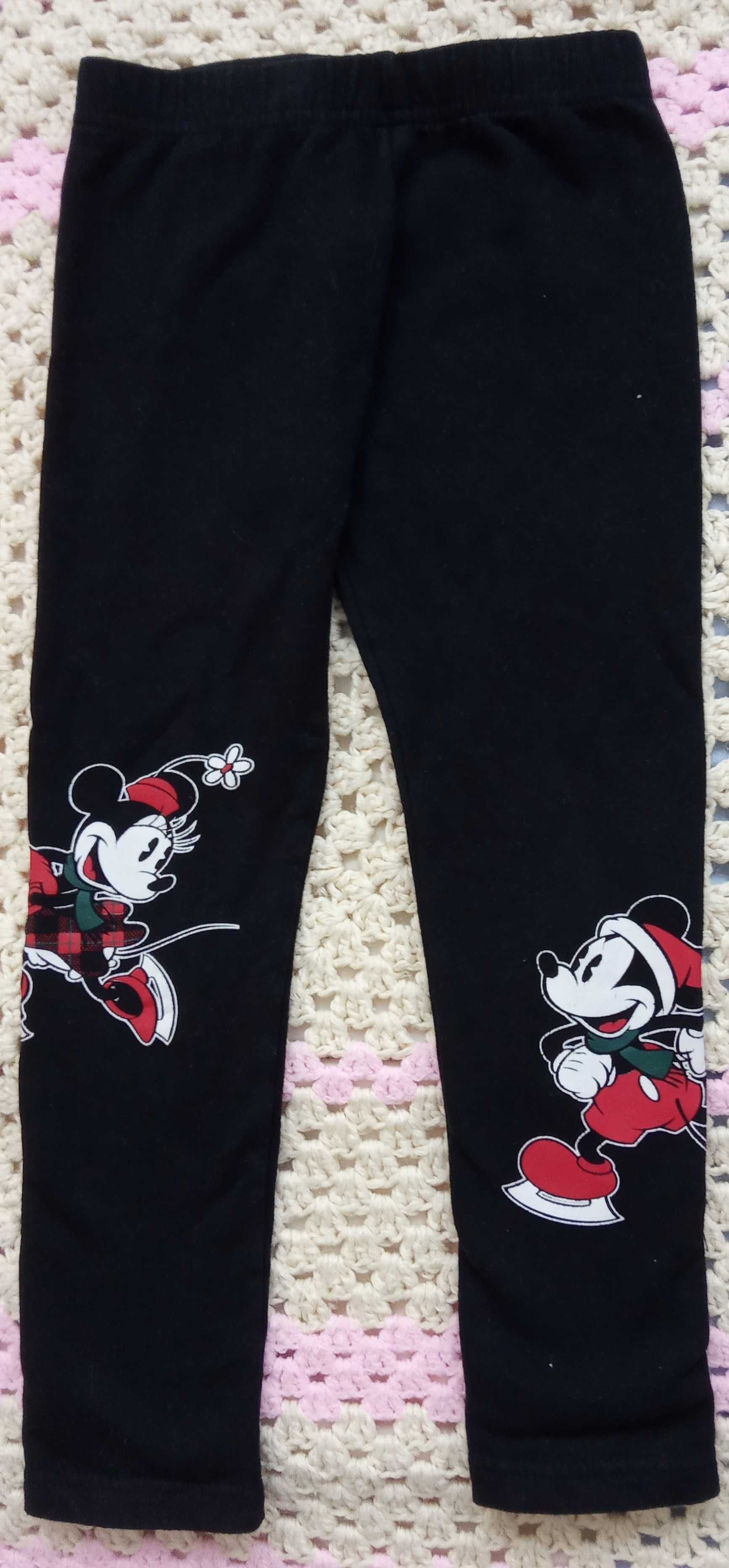 Czarne ocieplane legginsy Disney rozmiar 110 cm