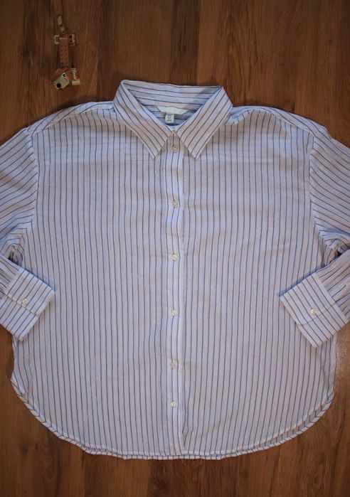 Koszula H&M r. XL damska cienka w paski biała dł rękaw