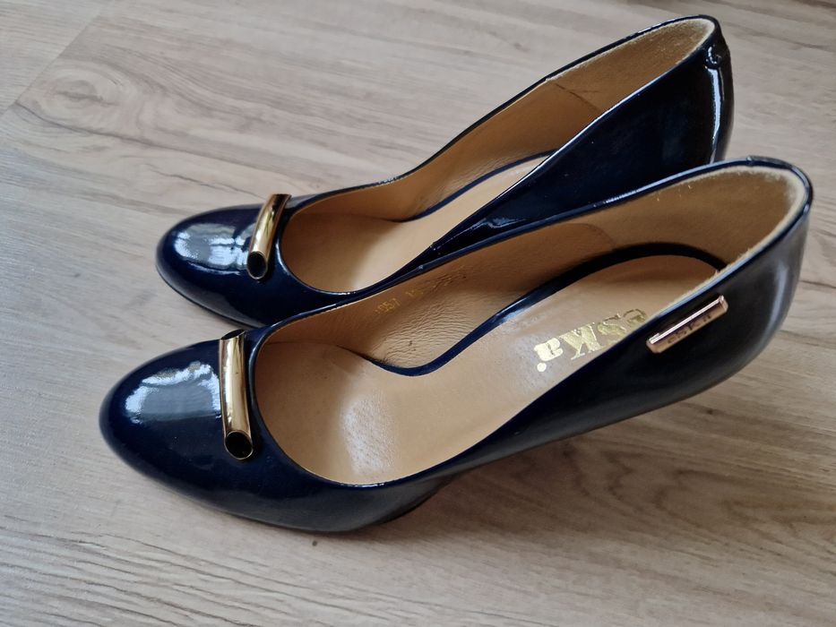 Granatowe czółenka eska 38,5 szpilki