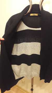 Sweterek czarny szary wzór XL - XXL narzutka