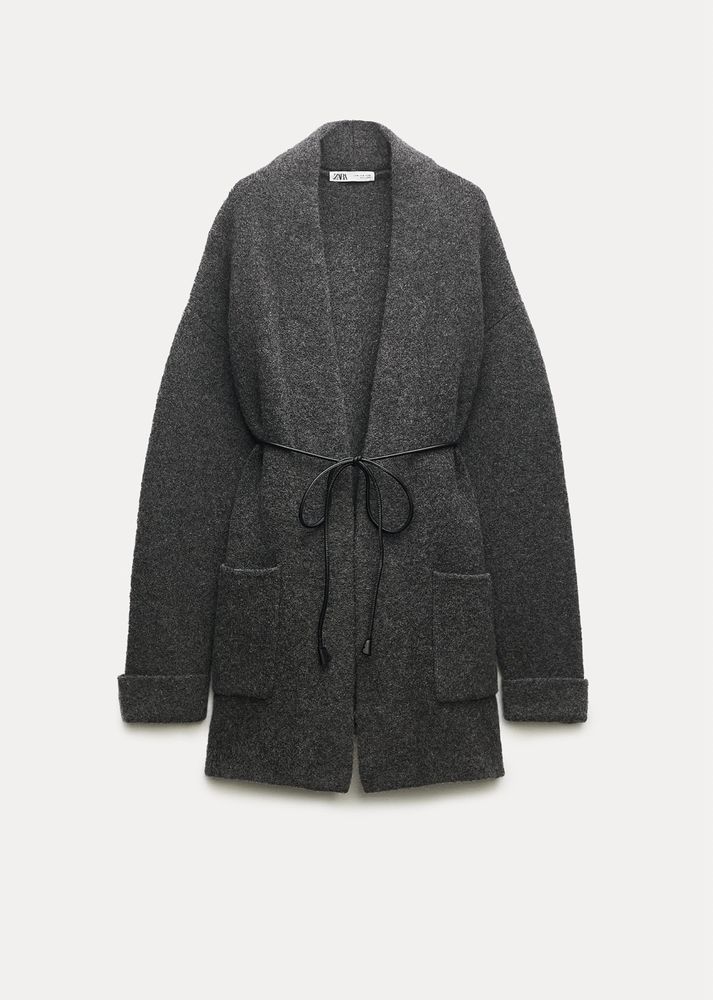Короткое вязаное пальто Zara 80% шерсти