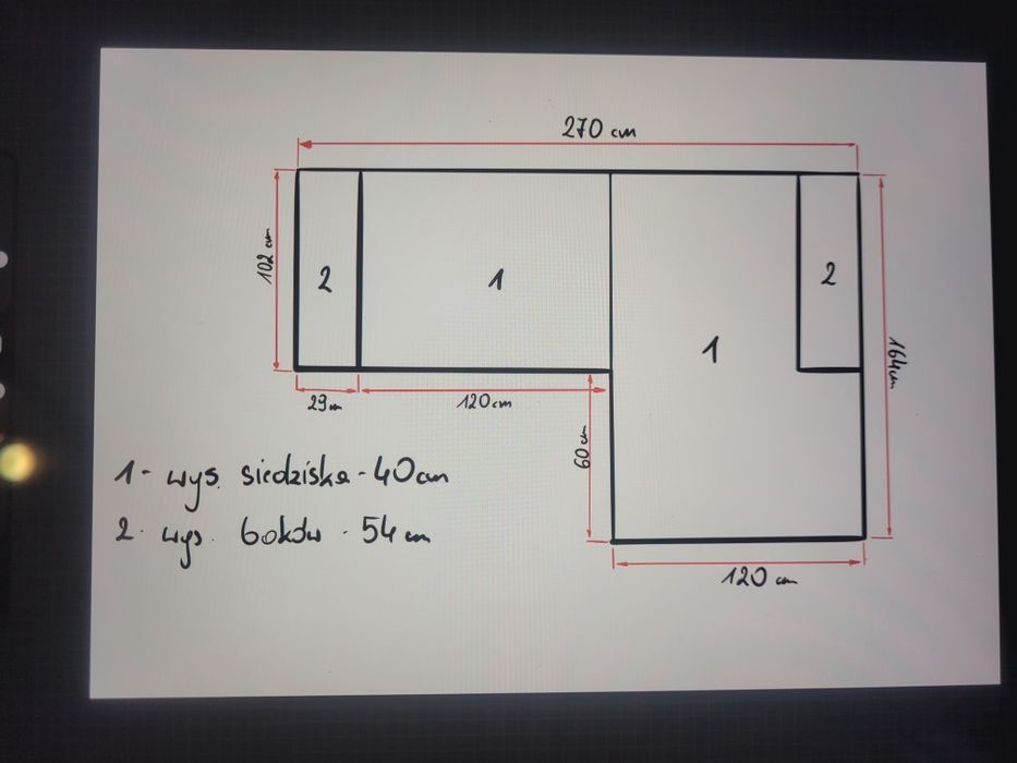 Narożnik sofa sztruks w bdb stanie mało używany do salonu szary