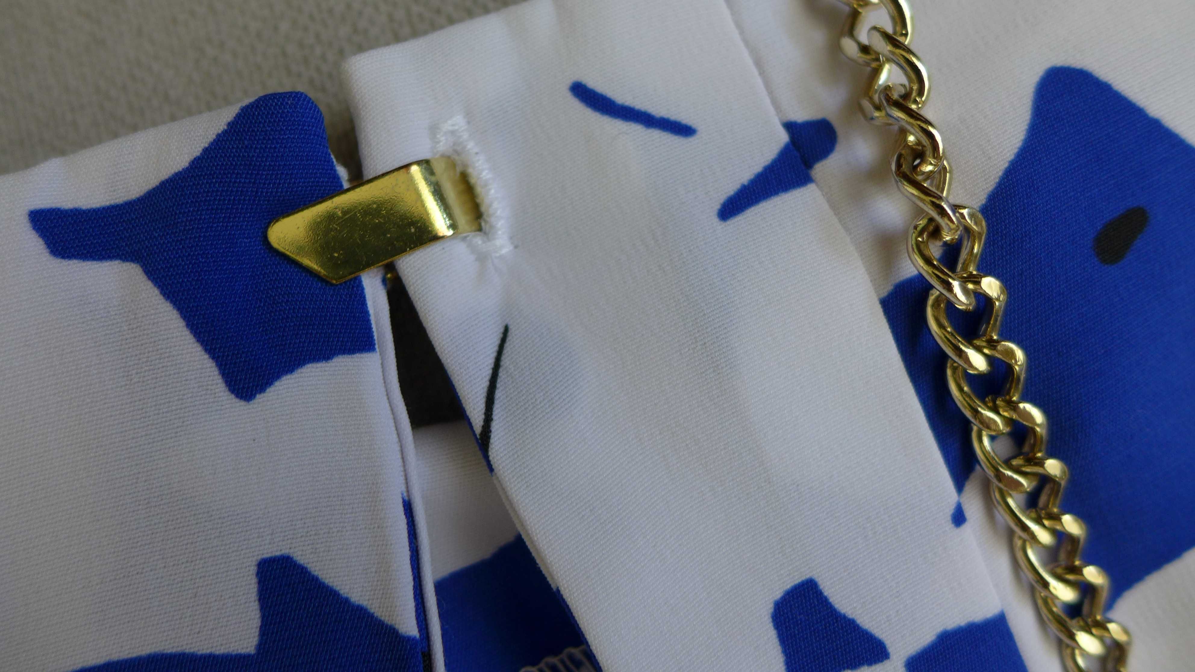 Szwedzka luźna tunika krótka sukienka designerska wzór royal blue XL L